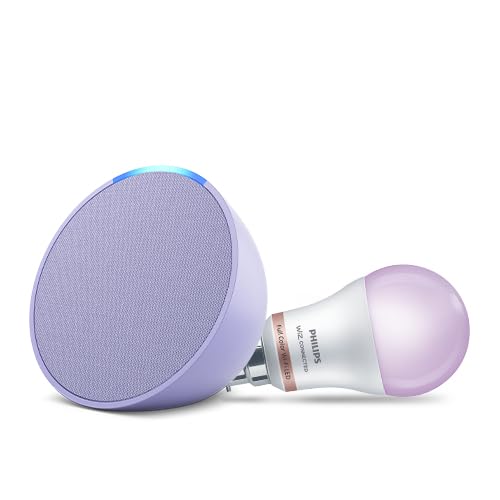 Echo Pop (Purple) Smart Home combo with Philips 9W Smart Color Bulb - Image 2