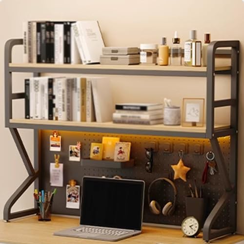 Stylish Black Walnut Office Desk Shelf - 130CM Carbon Steel & Wood Storage Bookshelf, Modern Etagere for Home & Office Supplies, Elegant Organization Solution