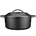 Pre-Seasoned Cast Iron Dutch Oven Pot with Lid Dual Handle, Sourdough Bread Baking Pots, Bread Oven, Camping, Grill, Induction, Electric, Round 5 Quart, Black