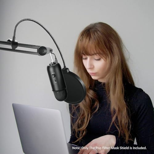 Image of Professional Microphone Pop Filter Pop Filter Mesh for Blue Yeti Dual Layered Wind Pop Screen With A Flexible 360 Degree Gooseneck Mic Pop Blocker Mask Shield Screen with Flexible
