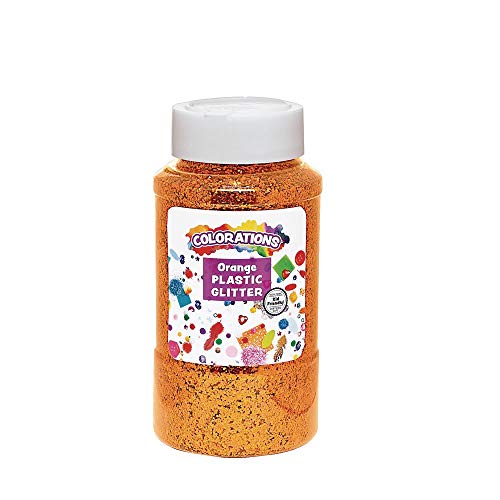 Colorations® Extra-Safe Plastic Orange Glitter, 1 Lb, Easy Dispensing Shaker Jar, Great For Arts & Crafts, Decorating, Slime, Holiday Party, Weddings, Scrapbooking, Non Toxic Glitter #TOP22