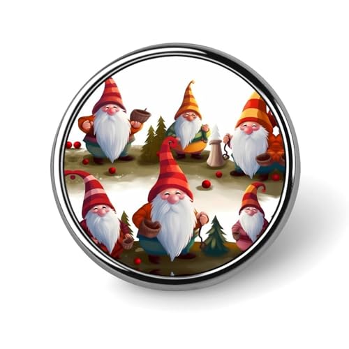 Aluminium Alloy Round Badge Brooch Pins for Men Xmas Funny Gnomes Brooches Elegant Pin for Women Fashion Button Badges Brooch Badge for Hats Jackets Shirts