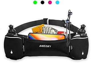 Running Belt with 2 Water Bottle, Upgraded Hydration Waist Bag No Bounce Reflective