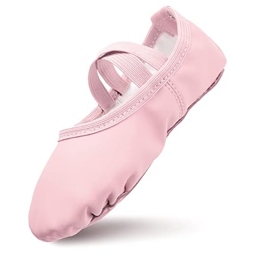 Scarpette Danza Classica Bambina in Pelle Scarpe da Ballo Fodera in Cotone Ispessito Ragazze Ballerina Scarpe con Cinghie Elastiche Incrociate Colore Rosa EU 28