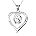 YFN S925 Sterling Silver "I Want to Tell You I Love You" Infinity Love Heart Engraved Charm Pendant Necklace 18"(Charm Heart)