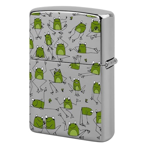 ライターケース ZIPPO/ジッポー兼用ケース 面白い 緑 カエル ジッポライターカバー 互換性のある 軽量 おしゃれ 両面プリント メンズ レディース 贈り物