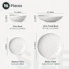 HOMBENE Large Dinnerware Set 16 Piece Service for 4 Bundle with 10.5 Inch Salad Bowls Set of 2