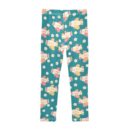 Airplane Flower A Girls Leggings Athletic Pants Tights Stretch Bottom2