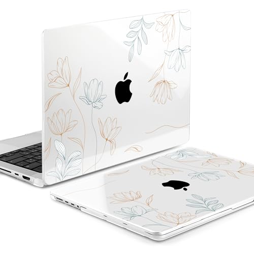 Image of MEEgoodo Case for M5 MacBook Pro 16 inch Case 2026 2024 2023 2021 with M5 M4 M3 M2 M1 Pro /Max Chip, Fit Model A3429 /A3428 /A3403 /A3186 /A2991 /A2780 /A2485, Engraving Floral