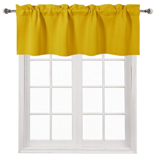 DWCN Yellow Rod Pocket Valance for Windows 42 x 18 Inch, 1 Panel