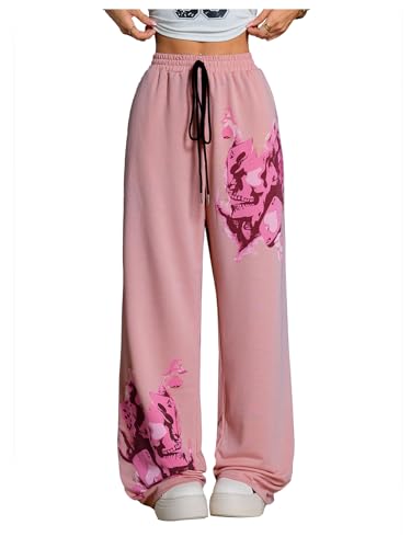 Image of SOLY HUX Women's Y2k Sweatpants Drawstring Waist Wide Leg Gothic Grunge Pants Streetwear