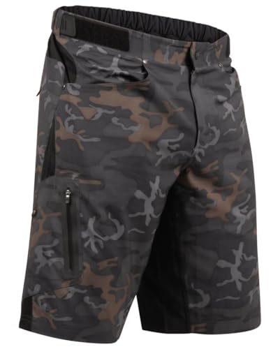 Zoic Men's Ether Camo Mountain Bike MTB Cycle Riding Short Relaxed Fit 12 inch Inseam, UPF 50+
