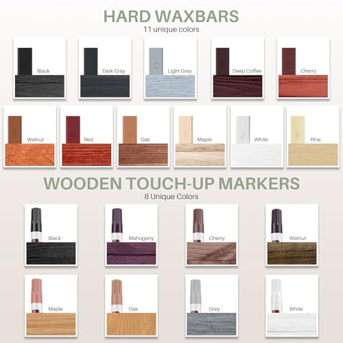 Laminat Reparaturset, 11 Farben Holz Vinyl Möbel Parkett Reparaturset Hartwachs Reparatur set Ausbesserungsmarker Abdeckung von Kratzern, Flecken, Rissen, Löchern für Holzkitt Vinylboden Holzboden