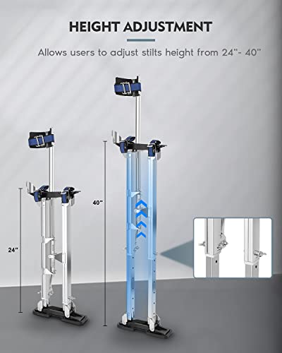 Gccsj 24''-40'' Drywall Stilts For Adults Adjustable Heights Aluminum Stilt For Sheetrock Drop Ceiling Painting Painter Taping Or High Shrub Trimming Silver #TOP1