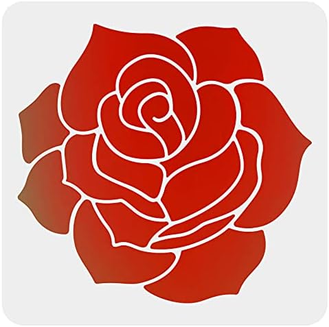 FINGERINSPIRE 9PCS Grand Pochoir Rose Pour Peinture 30x30 Cm Pochoir De Grande Fleur Réutilisable Pour Clôture De Jardin Pochoir De Fleurs Sauvages Modèle De Thème De Plante Pour Peinture Sur Mur Bois