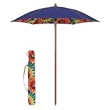 Sekey® 180 cm Sonnenschirm mit Schutzhülle Strandschirm Balkonschirm Blau Rund Sonnenschutz UPF50+