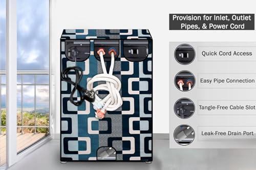 Image of Stylista Top Load Fully Automatic Washing Machine Cover Compatible for IFB 8 kg, 8.5 kg, 9 kg & 9.5 kg, Lattice Pattern Blue