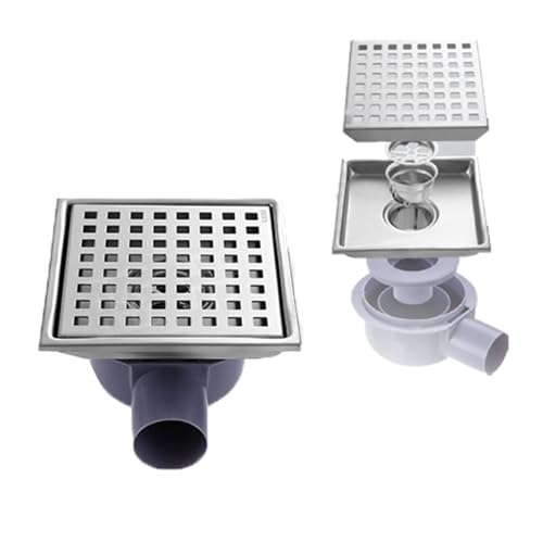 Duschrinne Quadratisch Edelstahl Bodenablauf,15x15 cm,Bodenablauf...