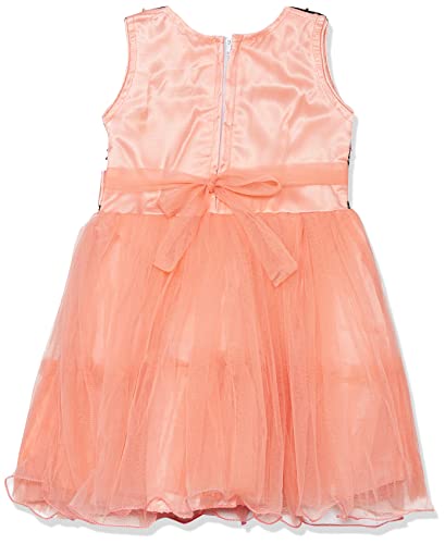Image of MUHURATAM Baby Girl's Net Fit and Flare Knee-Length Dress (FK-1001 Orange 18)