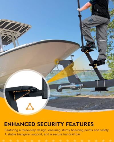 Aupar Heavy-Duty Boat Trailer Steps with Handle, Non-Slip Surface, Universal Fits for Trailers Tongue Step, Patent Pending, 3 Steps - Thumbnail 7