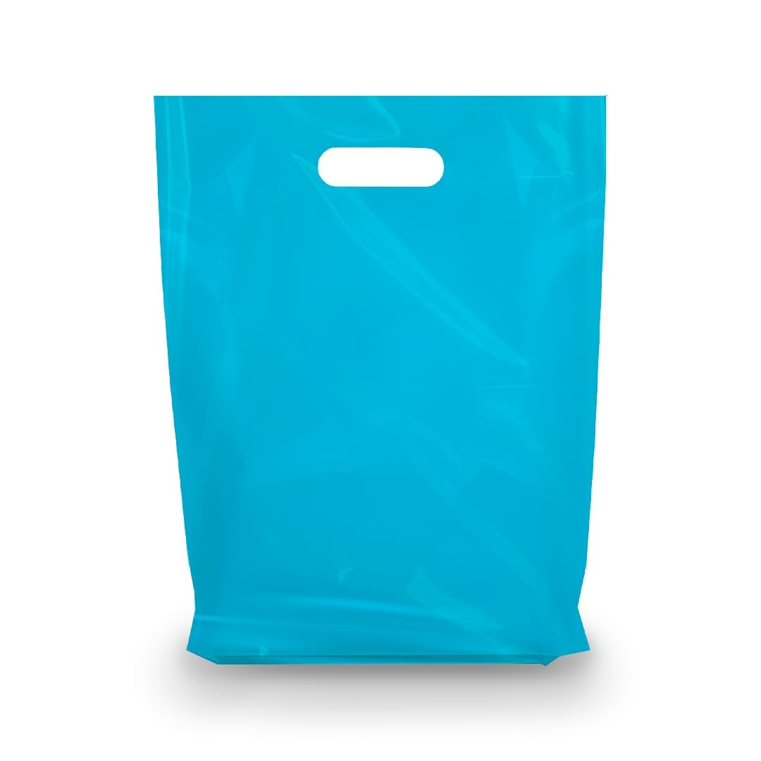 MMSBAGS Retail Plastic Merchandise Bags, Die Cut Handles, Strong, Tear Resistent, different Sizes and Colors. Perfect for Retail Stores, Parties or