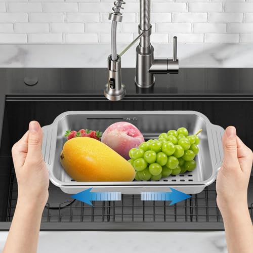 Colador para cocina y escurridor de pasta extensible de acero 304 3