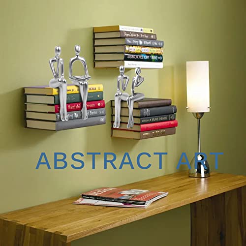 Silver Resin Home Decor Statues, 4 Pcs Thinker Abstract Art Sculpture, Bookshelf Figures Collectible Figurines For Office Table Dining Desk Ornaments (Silver) #TOP5