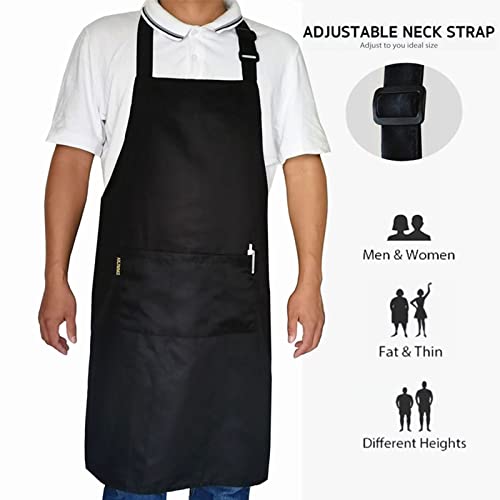 Akjmmz Aprons For Women And Men, Kitchen Chef Apron With 2 Pockets, Machine Washable, Adjustable Bib Apron For Cooking, Baking, Crafting, Gardening (Black - 1 Pcs) #TOP1