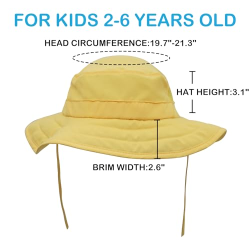Connectyle Kids UPF 50+ Bucket Sun Hat UV Sun Protection Hats Wide Brim Summer Beach Hat Yellow