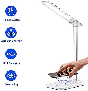 HARMONIC LED Desk Lamp with Wireless Charger,Dimmable Office Lamp with USB Charging Port,Wireless