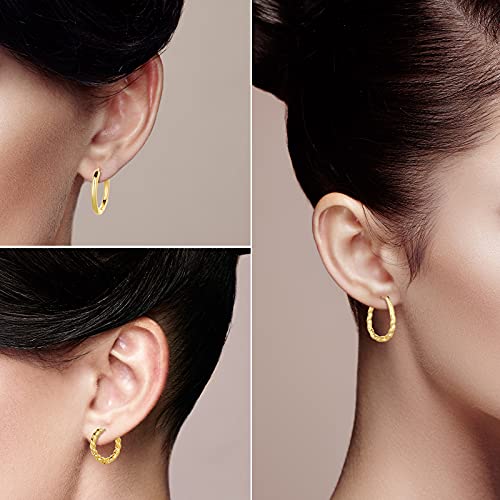 Image of Wgoud 6 Pairs Chunky Gold Hoop Earrings for Women, 14K Gold Plated Hoop Earrings Hypoallergenic, Thick Lightweight Twisted Huggie Hoops Earring Set for Women's Jewelry GIfts