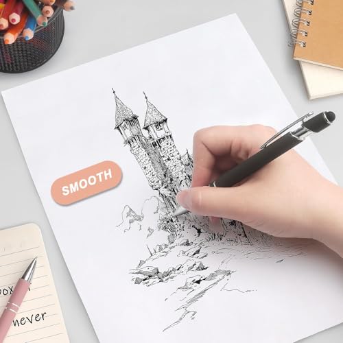 Image of 2-in-1 Stylus Ballpoint Pen - Retractable Metal Pen with Stylus Tip for Touch Screens | 1.0mm Black Ink, Smooth Writing, Pastel Colors (Pack of 6)