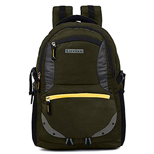 Image of Luzian LB1100 32 Ltrs Casual bagpack /School Bag /Laptop Backpack with RAIN Cover and USB Port. (Olive Green)