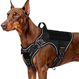 rabbitgoo Tactical Dog Harness for Large Dogs, No Pull Upgraded Reflective Heavy Duty Molle Vest with Handle, Adjustable Military Service Dog Vest for Walking Hiking Training, Black, L