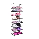 Reichlich Stauraum: Mit kompaktem Design 18''(L)*11''(W)*55''(H) nimmt das vertikale 8-stufige Schuhregal wenig Platz ein, bietet aber viel Stauraum, so dass Sie Folgendes aufbewahren können 16-20 Paar Schuhe für Erwachsene oder mehr Kinderschuhe.