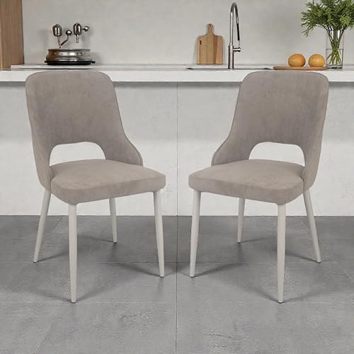 Image of The Attic Modern Edge 6 Chair Dining Set,Beige,Rose Gold & Cream,160Cms