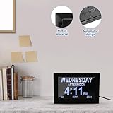 ALLOMN Large Digital Day Calendar Clock, 7 Inch Dementia Clocks with Day and Date for Elderly, Alzheimers Clock with 12 Custom Alarm Options for Seniors, Vision Impaired, Memory Loss (Black) - Image 5