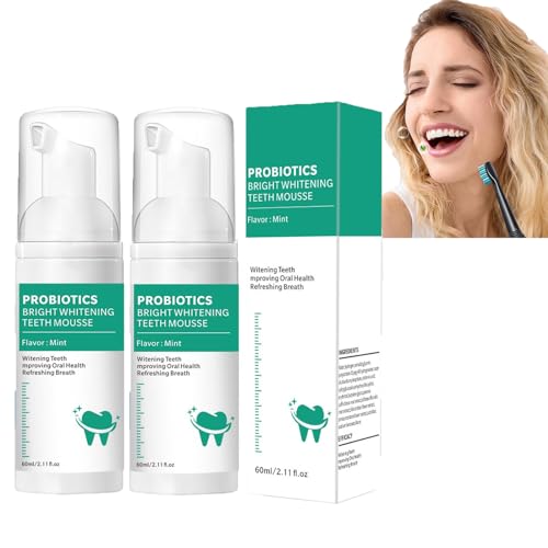 2 x Probiotics Bright Whitening Teeth Mousse, Herbal Brightening Oral Repair Mousse, Teeth Whitening Foam Toothpaste, Oral Repair Mousse, Deep Cleaning Toothpaste