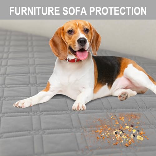Image of Genina L Shape Couch Cover, Sectional Couch Chaise Covers, Waterproof Washable Sofa Covers for Right L Shape Chaise Lounge, Anti-Slip Sofa Slipcovers for Dogs Cats Pet Friendly(Light Grey)