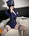 TWBQND Women's Sexy Police Cosplay Costume Erotic Officer Outfit Policewoman Cop Dress Up Double Open Zipper Cop Costume with Stockings Hat