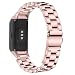 Compatible with Samsung Galaxy Fit SM-R370 Bands, Galaxy Fit Watch Band Solid Stainless Steel Metal Replacement Bracelet Strap for Galaxy Fit SM-R370 Smart Watch, Adjustable (Rosepink)