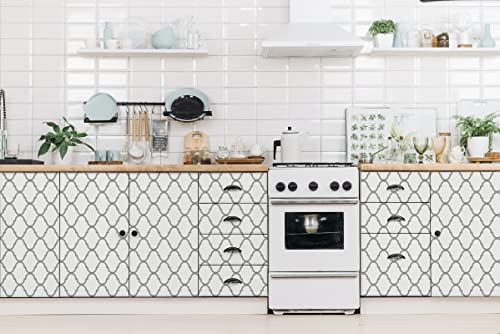 Peel And Stick Wallpaper White/Silver Trellis Removable Wallpaper Self Adhesive Modern Geometric Textured Contact Paper For Cabinets Bathroom Kitchen Wall Covering Vinyl 78.7Inx15.7In Renter Friendly #TOP7