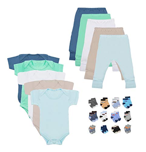 Body Bebê Calça Mijão e Meias Kit 22 Peças Manga Curta Masculino (G)