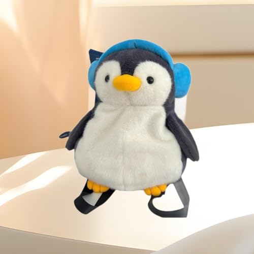 Sac à dos pingouin en peluche avec casque intégré pour femme