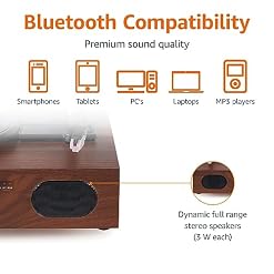 Amazon Basics Desktop Turntable Vinyl Record Player with Bluetooth and Built-in Speakers, 3-Speed, Black - Les Beatles, Paul McCartney, John Lennon, RIngo Starr, George Harrison Amazon Basics Desktop Turntable Vinyl Record Player with Bluetooth and Built-in Speakers, 3-Speed, Black – Image 4