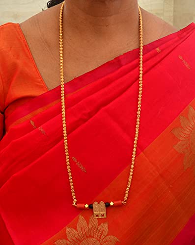 Image of Radha's Creations Women's 1 Gram Gold Plated Copper Mangalsutra with Chain 24 inch and Vati Tanmaniya