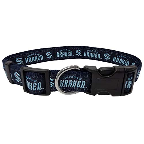 Pets First NHL Seattle Kraken Dog Collar, Large, Blue