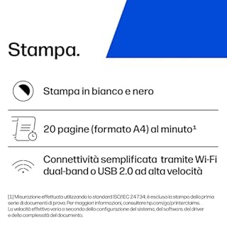 HP LaserJet M140w 7MD72F, Stampante Multifunzione Laser A4, Monocromatica, Stampa Fronte e Retro Manuale in Bianco e Nero, 20 ppm, Wi-Fi, Smart, Bianca