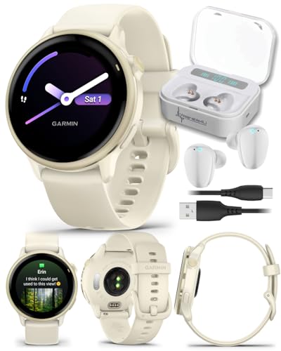 Wearable4U Garmin Vivoactive 6 - Health & Fitness Smartwatch, 1.2 in Bright AMOLED Display, GPS Sports Tracking, Up to 11 Days of Battery, Lunar Gold with Bone Band w PowerBank Bundle