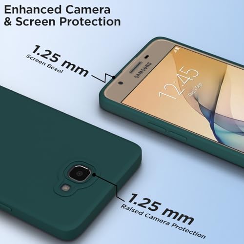 Image of Outlouders Back Cover for Samsung Galaxy J7 Prime | Camera Protection | Durable Soft Matte Silicone Bumper Case (Green)